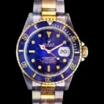 Glasschilderij met goudfolie 60x80cm Zilver horloge