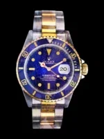 Glasschilderij met goudfolie 60x80cm Zilver horloge