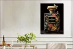 Glasschilderij met goudfolie Parfumflesje met gouden rozen