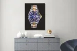 Glasschilderij met goudfolie Zilver horloge
