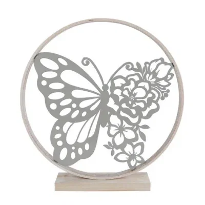 Ornament vlinder hout landelijk - 36x36x6