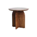 Bullnose mangohouten bijzettafel cross Ø 50 cm