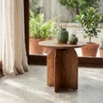 Bullnose mangohouten bijzettafel cross Ø 50 cm - Afbeelding 6