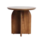 Bullnose mangohouten bijzettafel cross Ø 50 cm - Afbeelding 7