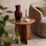 Bullnose mangohouten bijzettafel cross Ø 50 cm - Afbeelding 8