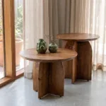 Bullnose mangohouten bijzettafel cross Ø 55 cm - Afbeelding 4