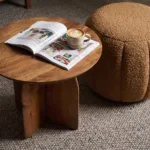 Bullnose mangohouten bijzettafel cross Ø 55 cm - Afbeelding 6
