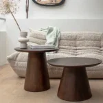 Bullnose mangohouten bijzettafel cone Ø 55 cm - Afbeelding 5
