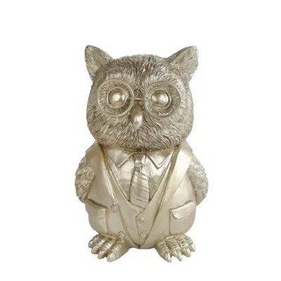 Uil beeld goud - polystone 10x12x18cm