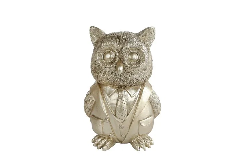 Uil beeld goud - polystone 10x12x18cm Uil beeld goud - polystone 10x12x18cm - Afbeelding 1