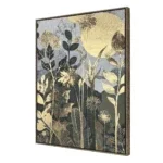 Canvas incl. lijst 60x90 Handgeschilderd 'Gouden bloemen'