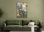 Canvas incl. lijst 60x90 Handgeschilderd 'Gouden bloemen