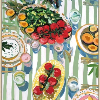 Canvas incl. lijst 60x90cm Handgeschilderd 'Picknick 1'