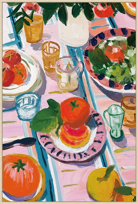 Canvas incl. lijst 60x90cm Handgeschilderd 'Picknick 2' Canvas incl. lijst 60x90cm Handgeschilderd 'Picknick 2'