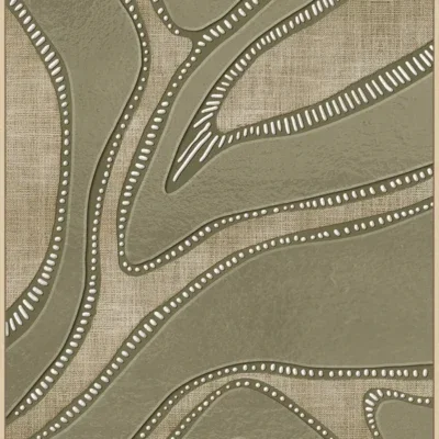 Canvas incl. lijst 70x140cm Handgeschilderd 'Golven groen'