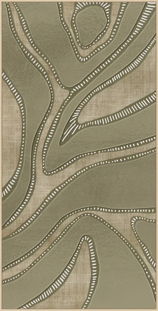 Canvas incl. lijst 70x140cm Handgeschilderd 'Golven groen'