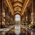 Glasschilderij 120x120cm 3D Gouden gang