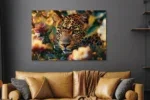 Glasschilderij 120x80cm Verstopte panter.