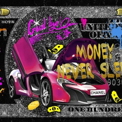 Glasschilderij 160x80cm Crazy dollar