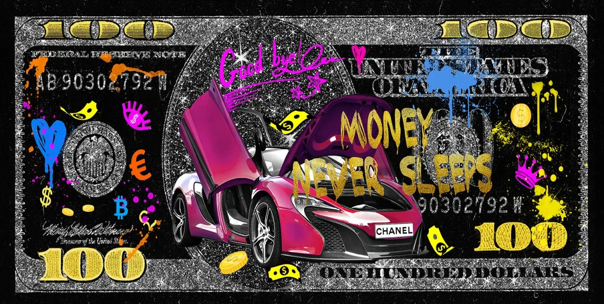 Glasschilderij 160x80cm Crazy dollar Glasschilderij 160x80cm Crazy dollar