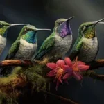 Glasschilderij 160x80cm Kolibries op een rij
