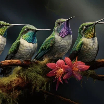 Glasschilderij 160x80cm Kolibries op een rij