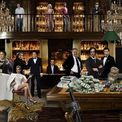 Glasschilderij 160x80cm Mafia in de bar