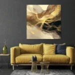 Glasschilderij 3D Gouden golven