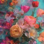 Glasschilderij 80x80cm Geschilderde bloemen