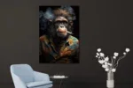 Glasschilderij Aap met sigaret