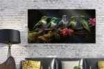 Glasschilderij Kolibries op een rij