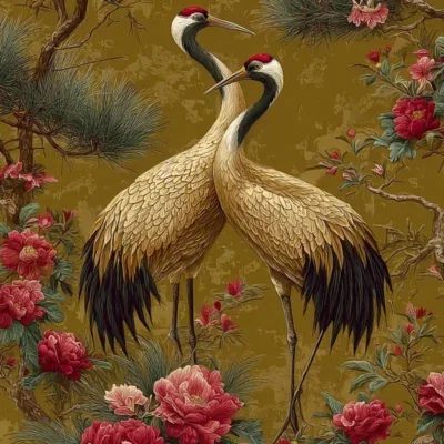 Glasschilderij Reigers