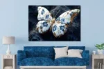 Glasschilderij Vlinder blauw/wit