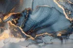 Glasschilderij met 3D reliëf 160x110cm Kunst blauw/goud