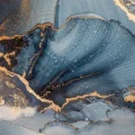 Glasschilderij met 3D reliëf 160x110cm Kunst blauw/goud