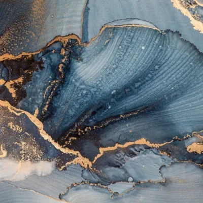 Glasschilderij met 3D reliëf 160x110cm Kunst blauw/goud