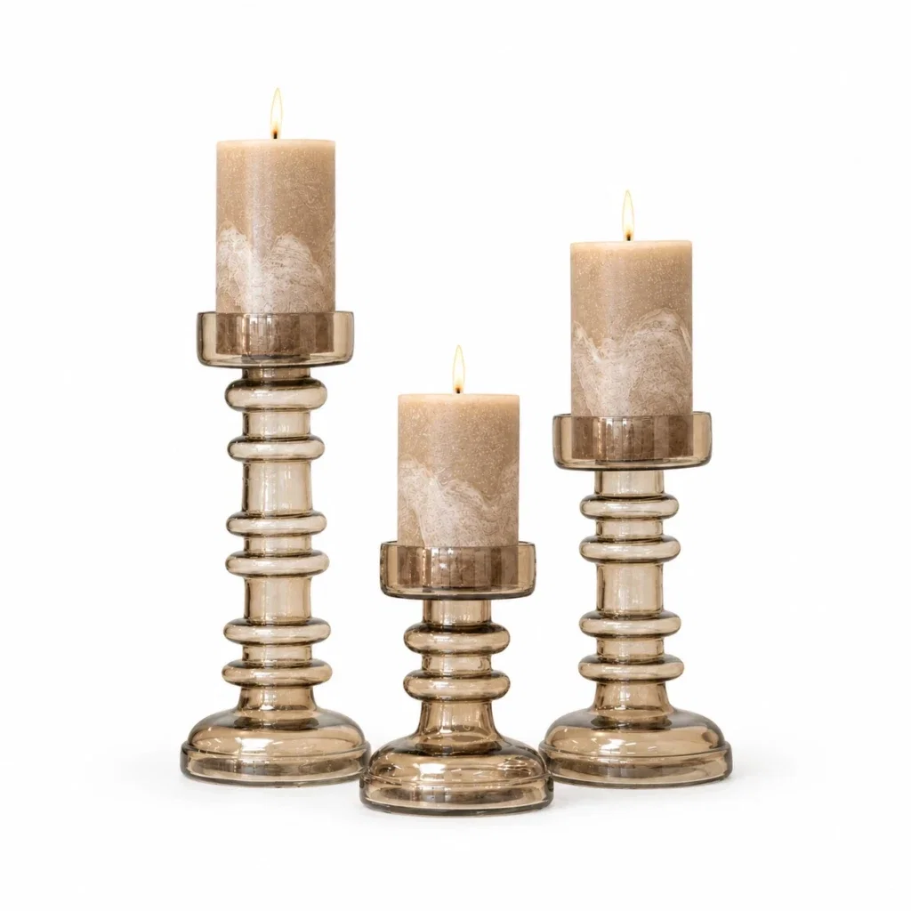 Glazen kandelaar Luster brown - Set van 3