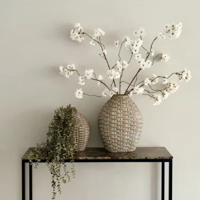 Vensterbank decoratie vazen set met zijden bloemen Landelijk