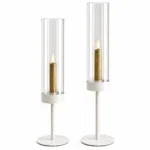 Kandelaar met glas Sofi Beige off white | 2 formaten