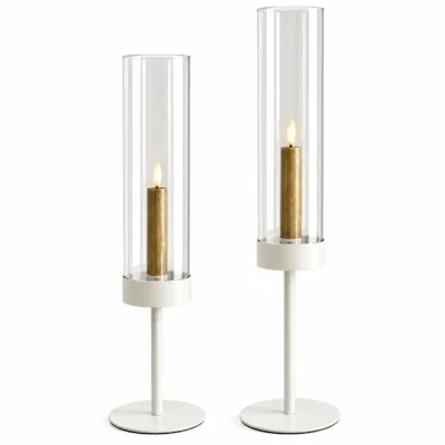Kandelaar met glas Sofi Beige off white | 2 formaten
