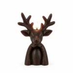 LED Kaars Hert Lyon donker bruin - 10,5x7,5x18CM