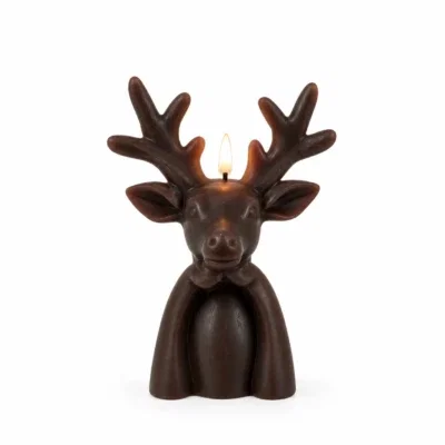 LED Kaars Hert Lyon donker bruin - 10,5x7,5x18CM