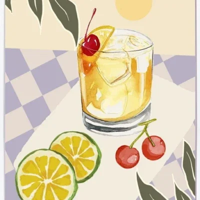 Canvas incl. lijst 30x40cm 'Cocktail'