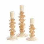 Glazen kandelaar Estina crème bruin - Set van 3