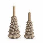 Kerstboom dinner kandelaren bruin brons goud - set van 2