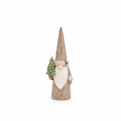 Kerstdecoratie Gnoom met kerstboom - 10x8x24cm
