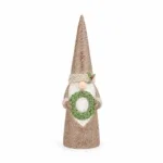 Kerstdecoratie Gnoom met kerstkrans - 10x10x29cm
