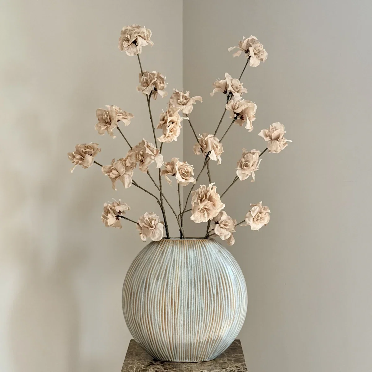 Zijden bloem Rhododendron Beige – 125 cm - Afbeelding 2