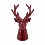 X-mas glitter rendier burgundy paars - 14x11,5x23CM