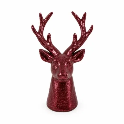 X-mas glitter rendier burgundy paars - 14x11,5x23CM